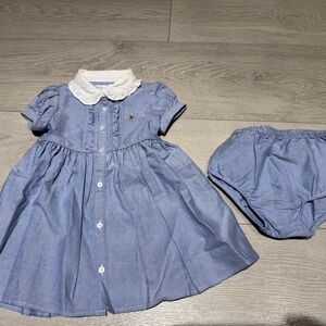 Ralph Lauren Blue Label Baby 12M 2-piece dress with White Collar. new with tag